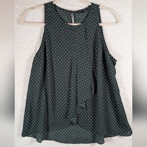 598-Dynamite‎ Dark Green Polka Dot Blouse